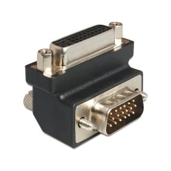 Delock Adapter DVI 24+5 female / VGA 15 pin male 90°angled - Adaptér VGA) - HD-15 (VGA) (M) do DVI-I (F) - konektor 90°