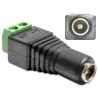 Delock - Adaptér napájení - svorkovnice se 2 piny (F) do DC jack 5,5 x 2,5 mm (F)
