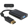 Delock Adapter Displayport male VGA 15 pin female - Adaptér DisplayPort - DisplayPort (M) do HD-15 (VGA), mini-phone stereo 3.5
