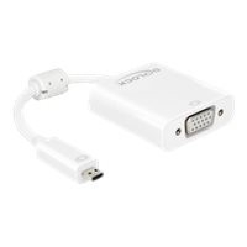 Delock Adapter HDMI Micro-D male VGA female with Audio - Adaptér VGA) - 19 pin micro HDMI Type D (M) do HD-15 (VGA), mini-phone