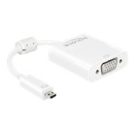 Delock Adapter HDMI Micro-D male VGA female with Audio - Adaptér VGA) - 19 pin micro HDMI Type D (M) do HD-15 (VGA), mini-phone