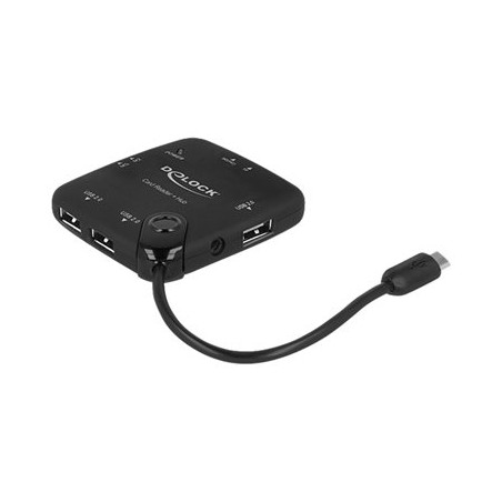 Delock Micro USB OTG Card Reader + 3 port USB Hub - Čtečka karet (MS, MS PRO, MMC, SD, MS Duo, MS PRO Duo, RS-MMC, TransFlash