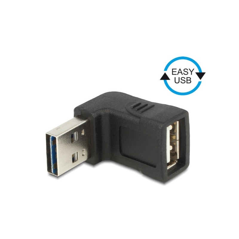 Delock - USB adaptér - USB (F) do USB (M) - konektor 90° - černá