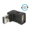 Delock - USB adaptér - USB (F) do USB (M) - konektor 90° - černá