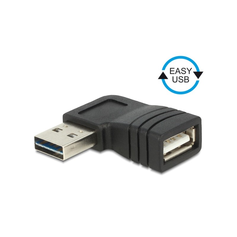 Delock Adapter EASY-USB 2.0-A male USB 2.0-A female angled left / right - USB redukce (samčí-samičí) - USB (F) do USB (M)