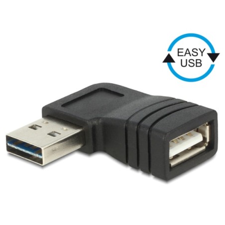 Delock Adapter EASY-USB 2.0-A male USB 2.0-A female angled left / right - USB redukce (samčí-samičí) - USB (F) do USB (M)
