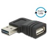 Delock Adapter EASY-USB 2.0-A male USB 2.0-A female angled left / right - USB redukce (samčí-samičí) - USB (F) do USB (M)