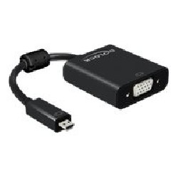 Delock - Adaptér VGA) - 19 pin micro HDMI Type D (M) do HD-15 (VGA), mini-phone stereo 3.5 mm, Micro-USB typ B (pouze napájení)