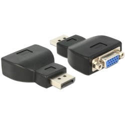 Delock - Video adaptér - DisplayPort s piny (male) do HD-15 (VGA) se zdířkami (female) - černá