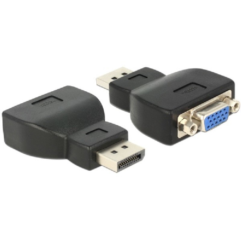 Delock - Video adaptér - DisplayPort s piny (male) do HD-15 (VGA) se zdířkami (female) - černá