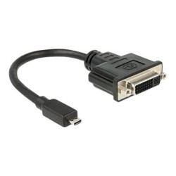 Delock - Video adaptér - 19 pin micro HDMI Type D s piny (male) do DVI-D se zdířkami (female) - 20 cm - černá
