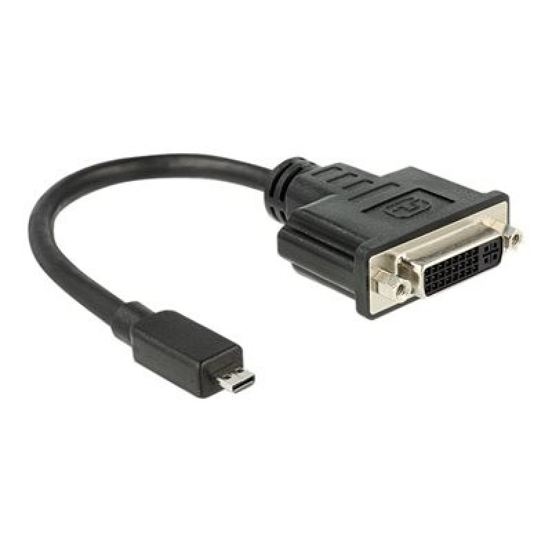 Delock - Video adaptér - 19 pin micro HDMI Type D s piny (male) do DVI-D se zdířkami (female) - 20 cm - černá