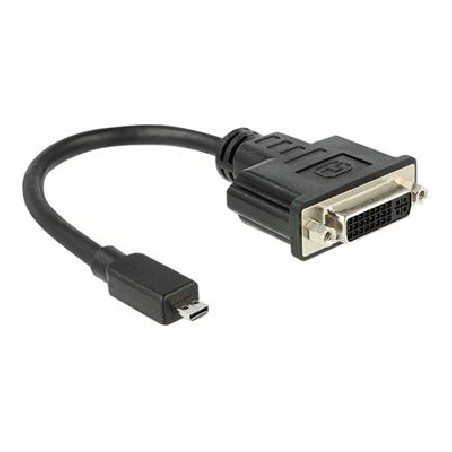 Delock - Video adaptér - 19 pin micro HDMI Type D s piny (male) do DVI-D se zdířkami (female) - 20 cm - černá