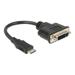 Delock - Video adaptér - 19 pin mini HDMI Type C s piny (male) do DVI-I se zdířkami (female) - 20 cm - černá