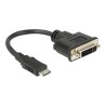 Delock - Video adaptér - 19 pin mini HDMI Type C s piny (male) do DVI-I se zdířkami (female) - 20 cm - černá