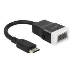 Delock - Video / audio adaptér - 19 pin mini HDMI Type C s piny (male) do HD-15 (VGA), mini-phone stereo 3.5 mm se zdířkami