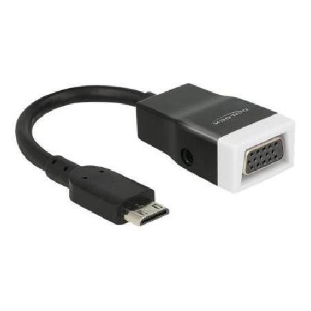 Delock - Video / audio adaptér - 19 pin mini HDMI Type C s piny (male) do HD-15 (VGA), mini-phone stereo 3.5 mm se zdířkami