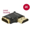 Delock - HDMI adaptér - HDMI se zdířkami (female) do HDMI s piny (male) - černá - pravoúhlý konektor, podporuje 4K