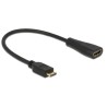 Delock - Kabel HDMI s ethernetem - 19 pin mini HDMI Type C s piny (male) do HDMI se zdířkami (female) - 23 cm - černá