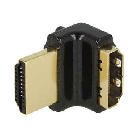 Delock - HDMI adaptér - HDMI se zdířkami (female) do HDMI s piny (male) - černá - konektor 90°, podporuje 4K 65663
