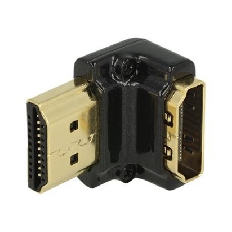 Delock - HDMI adaptér - HDMI se zdířkami (female) do HDMI s piny (male) - černá - konektor 90°, podporuje 4K 65662
