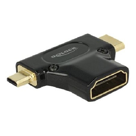 Delock Adapter High Speed HDMI with Ethernet - HDMI-A female HDMI Mini-C male + Micro-D male - HDMI adaptér - 19 pin mini HDMI