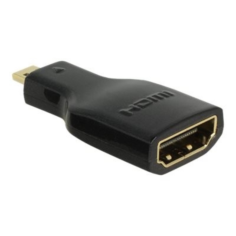 Delock - HDMI adaptér - 19 pin micro HDMI Type D s piny (male) do HDMI se zdířkami (female) - černá - podporuje 4K