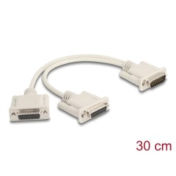 Delock - Serial splitter - 15 pin D-Sub (DB-15) (M) do 15 pin D-Sub (DB-15) (F) - 30 cm - krídlové šrouby - béžová