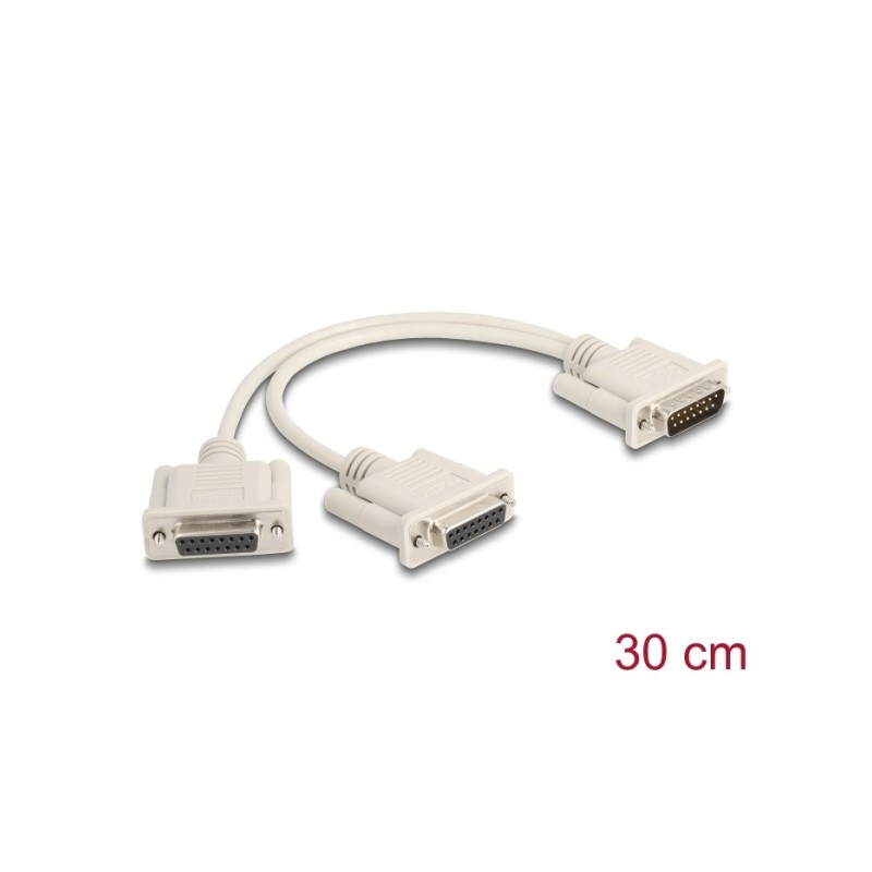 Delock - Serial splitter - 15 pin D-Sub (DB-15) (M) do 15 pin D-Sub (DB-15) (F) - 30 cm - krídlové šrouby - béžová