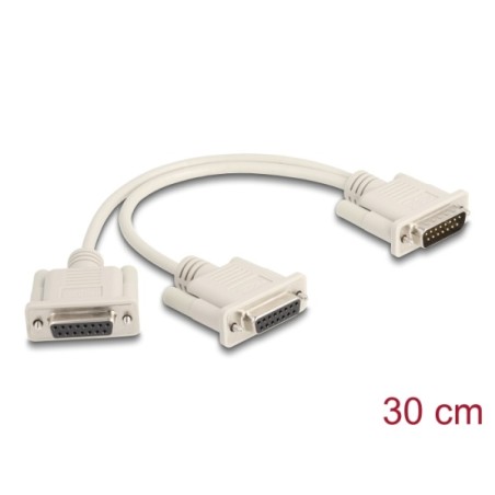 Delock - Serial splitter - 15 pin D-Sub (DB-15) (M) do 15 pin D-Sub (DB-15) (F) - 30 cm - krídlové šrouby - béžová