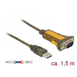 Delock Adapter USB 2.0 1 x Serial RS-232 - Rozšířený teplotní rozsah - sériový adaptér - USB 2.0 - RS-232 x 1 - černá, žlutá