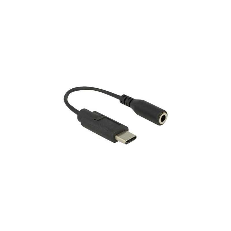 Delock - Audio adaptér - USB-C (M) do mini-phone stereo 3.5 mm (F) - USB 2.0 - 14 cm - černá
