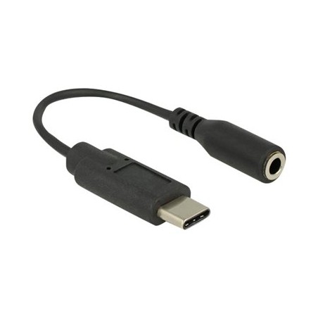 Delock - Audio adaptér - USB-C (M) do mini-phone stereo 3.5 mm (F) - USB 2.0 - 14 cm - černá