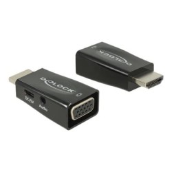 Delock Adapter HDMI-A male VGA female with Audio - Nástroj pro převod videa - HDMI - VGA - černá