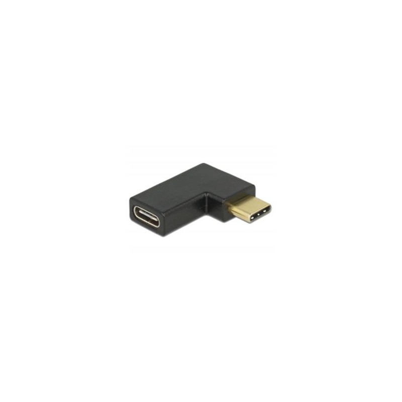 Delock - USB adaptér - USB-C (M) do USB-C (F) levý úhel - USB 3.1 Gen 2 - černá