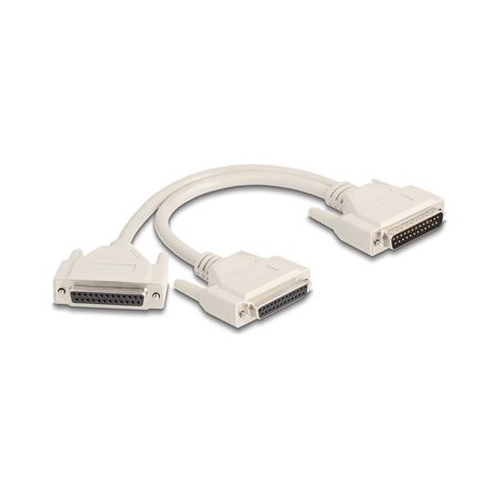 Delock - Serial splitter - DB-25 (M) do DB-25 (F) - 30 cm - krídlové šrouby - béžová
