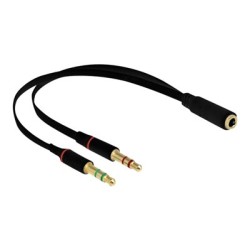 Delock - Adaptér na sluchátka - 4 pólový mini jack se zdířkami (female) do mini-phone stereo 3.5 mm s piny (male) - 20 cm