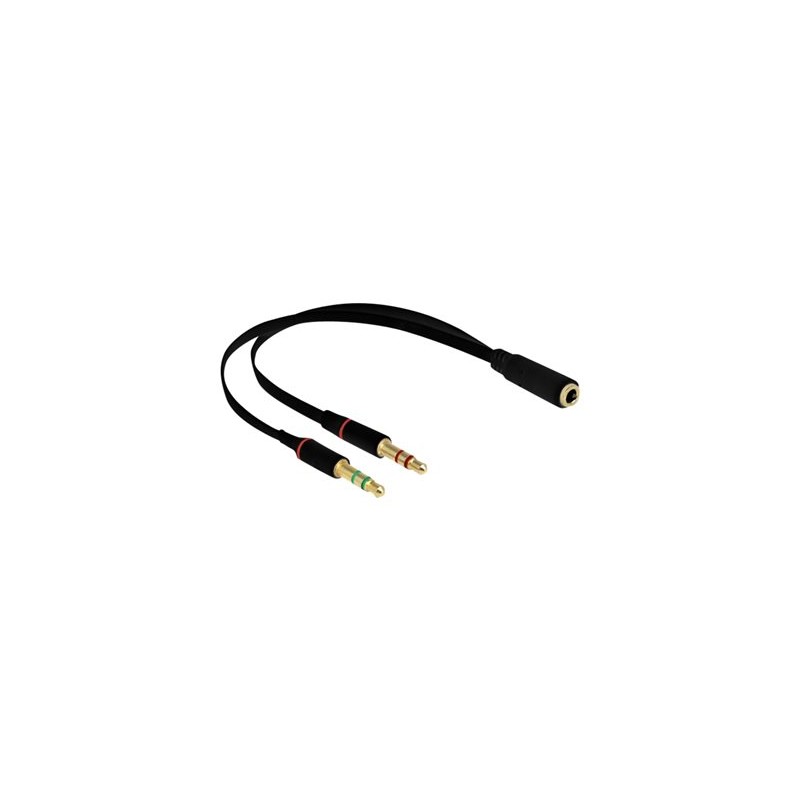 Delock - Adaptér na sluchátka - 4 pólový mini jack se zdířkami (female) do mini-phone stereo 3.5 mm s piny (male) - 20 cm