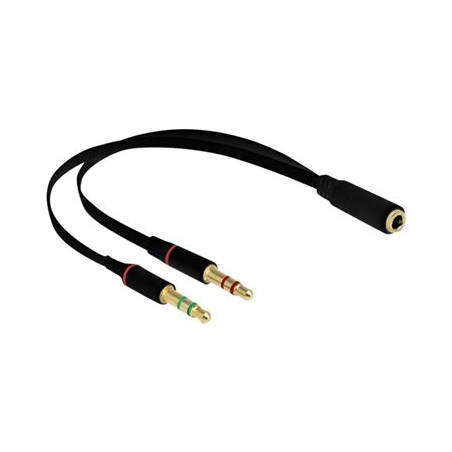 Delock - Adaptér na sluchátka - 4 pólový mini jack se zdířkami (female) do mini-phone stereo 3.5 mm s piny (male) - 20 cm