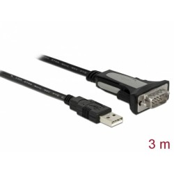 Delock Adapter USB Type-A to 1 x serial RS-232 DB9 - USB / sériový kabel - USB (M) do DB-9 (M) - 3 m - křídlové šrouby