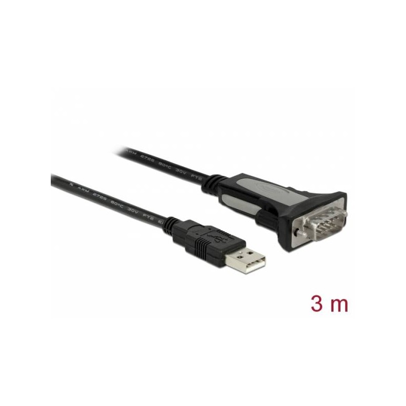 Delock Adapter USB Type-A to 1 x serial RS-232 DB9 - USB / sériový kabel - USB (M) do DB-9 (M) - 3 m - křídlové šrouby