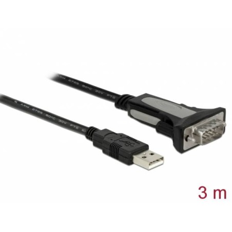 Delock Adapter USB Type-A to 1 x serial RS-232 DB9 - USB / sériový kabel - USB (M) do DB-9 (M) - 3 m - křídlové šrouby
