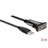 Delock Adapter USB Type-A to 1 x serial RS-232 DB9 - USB / sériový kabel - USB (M) do DB-9 (M) - 3 m - křídlové šrouby