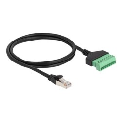 Delock - Síťový kabel - RJ-45 (M) do 8 kolíková svorkovnice - 1 m - UTP - CAT 6 - provedení bez hrbolků - černá/zelená