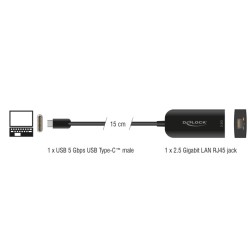 Delock - Sítový adaptér - USB 3.0 - 2.5GBase-T - cerná 66046