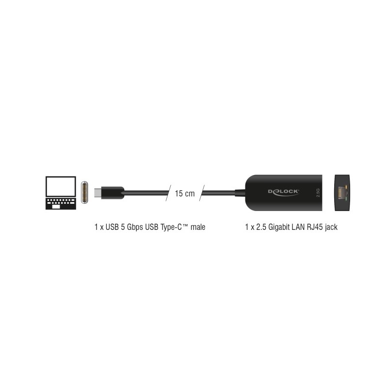 Delock - Sítový adaptér - USB 3.0 - 2.5GBase-T - cerná 66046