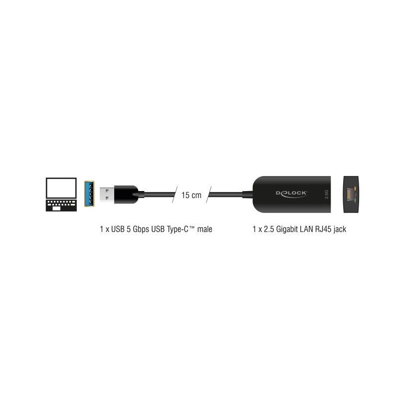 Delock - Sítový adaptér - USB 3.0 - 2.5GBase-T - cerná 66045