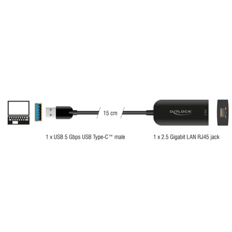 Delock - Sítový adaptér - USB 3.0 - 2.5GBase-T - cerná 66045