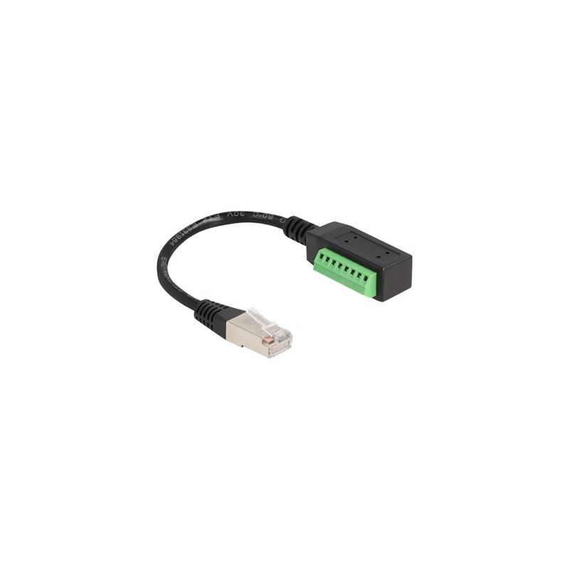 Delock - Síťový kabel - RJ-45 (M) do 8 kolíková svorkovnice - 21.5 cm - UTP - CAT 5e - černá/zelená