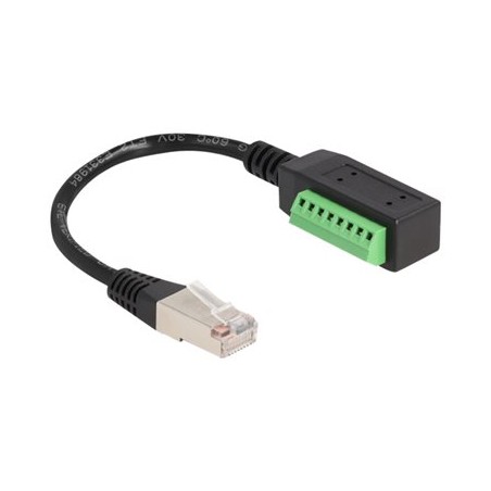 Delock - Síťový kabel - RJ-45 (M) do 8 kolíková svorkovnice - 21.5 cm - UTP - CAT 5e - černá/zelená